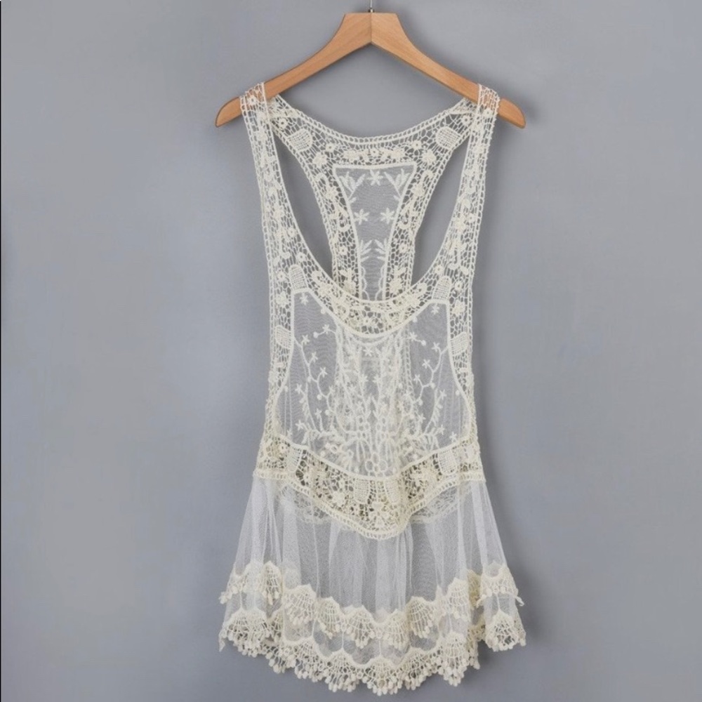GORGEOUS CROCHET SWIM COVER UP OR TANK - Picture 3 of 4